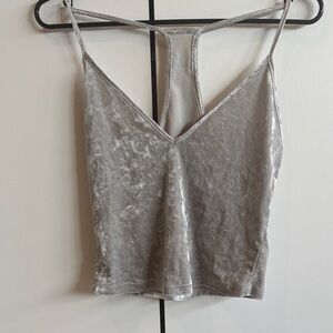 Trendy Silver Velvet Camisole Top